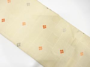 アンティーク　格子に武田菱模様織り出し袋帯(材料)